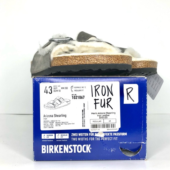 NIB Birkenstock Arizona Shearling Iron Leather Fur Lined Sandals Shoes - Picture 11 of 12